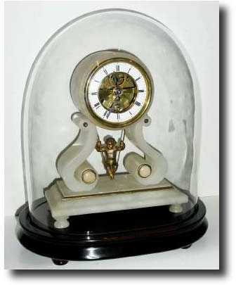C.1890, French Swinging Doll Clock and Dome; — Antique Clocks Price Guide
