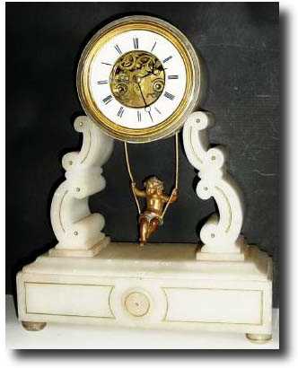 C.1890, French, Swinging Doll, Striking Shelf Clock — Antique Clocks Price Guide