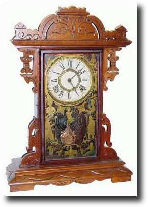 C.1890, E.N. Welch Mfg "NANON", walnut gingerbread clock — Antique Clocks Price Guide