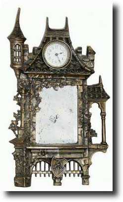 C.1895, Ansonia Clock Co., CASTLE mirror mantel clock, — Antique Clocks Price Guide