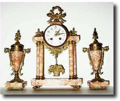 C.1880, French, Marble and Ormolu Portico clock — Antique Clocks Price Guide