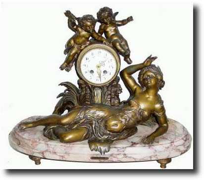 C.1900, French Figural Clock Nymphe Surprise — Antique Clocks Price Guide