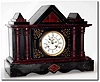 C.1890, E.N. Welch, Black marble and red onyx mantel clock.