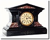 C.1890, Metropolitan Mfg Co., 32 Cortlandt St, NY "Eclipse' (on good rear label w/tear), a good black enamel over wood mantel clock by E. Ingraham.
