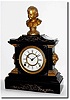 C.1876, H.J. Davies, New York, Patent iron clock with black enamel finish and original gilding and statue of Beethoven intact.