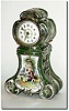 C.1895, French, Silver Inlay Over Porcelain, mantel clock in excellent original condition.