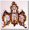 C.1890, French, Miniature "Screen' in the Louis XVI style, with a watch movement providing the time on a tiny porcelain dial with blue numerals.