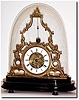 C.1890, French, Skeleton Clock and Dome, with unusual conical pendulum, suspended at the apex of the frame, from a silk thread.