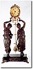 C.1890, Ansonia Clock Co., "Huntress and Fisher' double statue swing clock.