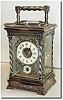 C.1900, French, Silver Plated, Engraved carriage clock with ivory dials, time, strike, repeat and alarm.