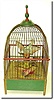 C.1950, German or Swiss, a novelty musical bird cage, with two animated birds that move with the bottom wind music box plays.