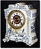 C.1900, Ansonia "Pawnee' Porcelain China clock, blue and white, in good original condition.
