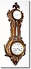 C.1890, French, Clock and Barometer, in a gilded cast iron case with scrolls, flowers, oak leaves with acorns at top, and acanthus leaves at the base.