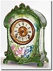 C.1900, Ansonia Royal Bonn "La Cruz' Porcelain china clock in excellent original condition, with good paper dial with gilt center.