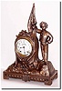 Late 19th Century, American, 8-day, Pivoted Pendulum cast spelter novelty, the replacement plastic dial now signed "Adams'.
