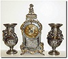 C.1900, French, a 3-Piece Mantel Set, Silver and gold over spelter, and in good original condition.