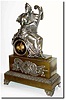 C.1880, French "La Misique' Silvered Bronze figural clock in good original condition.