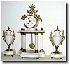 C.1880, French, Portico Mantel Set, Marble and Bronze