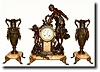 C.1900, French, Love, figural clock set with side garnitures.