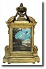 C.1870, French, Planchon, Palais Royal, an unusual giltwood Italian-style mantel clock.