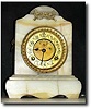 C.1890, Waterbury Clock Co., White Onyx with bronze accents mantel clock.