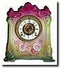 C.1915, Ansonia Clock Co., "La Seine" Royal Bonn porcelain china mantel clock