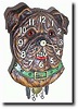 C.1935, Lux Clock Mfg Co., Waterbury, Conn., BULLDOG novelty clock (brown),