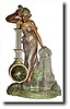 C.1870, French, Bronzed Spelter Swinging Mystery Timepiece.