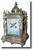 C.1900, French, Silver over Brass, architectural mantel clock