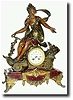 C.1900, French, Lady in a Car, and with a clock.