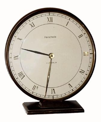 C.1950, Herschede, Ohio (Horsehide brand on German 8-day lever desk clock) — Antique Clocks Price Guide