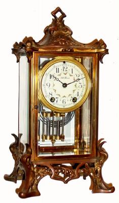 C.1910, Seth Thomas Clock Co., "Empire No. 15" 8-day time/strike crystal regulator. — Antique Clocks Price Guide