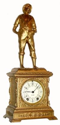 C.1909, Seth Thomas Clock Co. "Whistling Boy", 8-day time/strike figural mantel clock. — Antique Clocks Price Guide