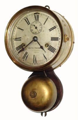C.1910, Seth Thomas Clock Co., outside bell, ship's bell clock, 30 hour. — Antique Clocks Price Guide