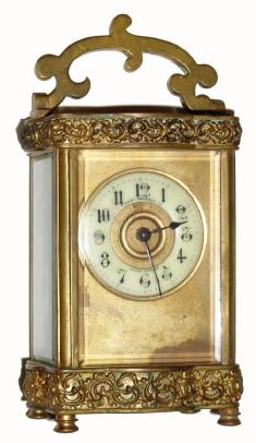 C.1900, French, Brass Cased timepiece carriage clock in a Doucine case. — Antique Clocks Price Guide