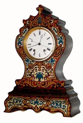 C.1880, French, Inlaid Mantel Clock with center sweep seconds hand, 8-day, bell strike. — Antique Clocks Price Guide