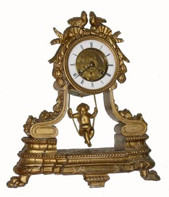 C.1890 Japy Freres, 8-day time/strike swinging doll clock. — Antique Clocks Price Guide