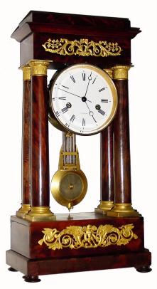 Mixed Lot: C.1870, E. Charon, French, sweep second pinwheel escapement, 8-day time/strike, now in a 4-pillar empire mantel clock. — Antique Clocks Price Guide