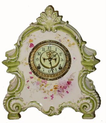 C.1895 Ansonia Clock Co., "La Bretagne", 8-day time/strike porcelain mantel clock. — Antique Clocks Price Guide