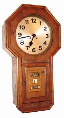 C.1900 German, drop octagon wall calendar, 8-day time with gong strike, for the French market (rollers in French). — Antique Clocks Price Guide