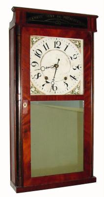 C.1830, Silas Hoadley, 30-hour time/strike wooden movement quarter-column shelf clock. — Antique Clocks Price Guide