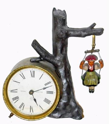 C.1900, Ansonia SWING No. 2, swinging doll novelty clock, 30-hour. — Antique Clocks Price Guide
