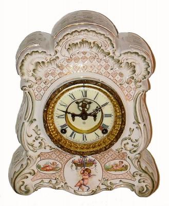 C.1901, Ansonia Clock Co., 8-day time/strike porcelain mantel clock. — Antique Clocks Price Guide