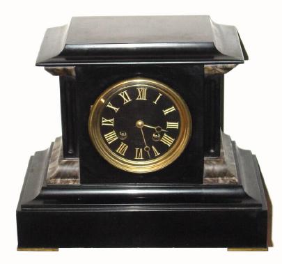 C.1900, Japy Freres and Cie, for Tiffany and Co., 8-day time/strike black marble mantel clock. — Antique Clocks Price Guide