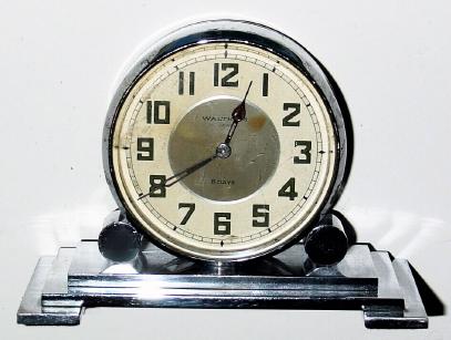 C.1935, Waltham, 15j. PARTNERS desk clock (two faces), in an Art Deco case, heavy nickel plated brass. — Antique Clocks Price Guide
