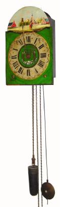 C.1850, Dutch, Painted Dial Friesland movement, now mounted into a pine box to protect it. — Antique Clocks Price Guide
