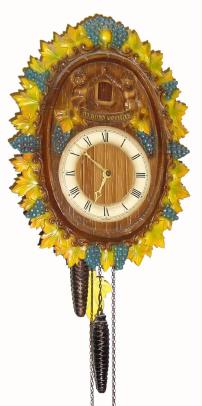 C.1970 (dated on rear), E. Schmecken-becher (Regula), 30-hour time/strike cuckoo clock, wine retailers promotional item. — Antique Clocks Price Guide