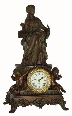 C.1904, Ansonia Clock Co., "Sybil and Industry", 8-day time/strike figural mantel clock. — Antique Clocks Price Guide