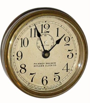 C.1910, Phinney-Walker, New York, (Keyless Clock Co.), Rim wind/rim set automobile timepiece. — Antique Clocks Price Guide