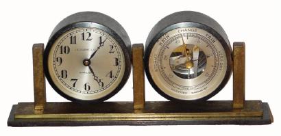 C.1937, Chelsea Clock Co., "Nautilus", 8-day time/barometer desk set. — Antique Clocks Price Guide